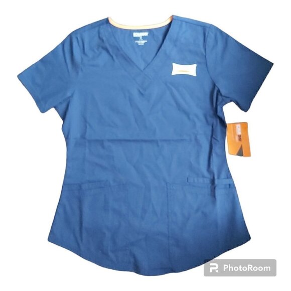 Scrubstar Women's Polyester/Cotton Blend Navy Blue Scrub Top - Size Small - Picture 2 of 8